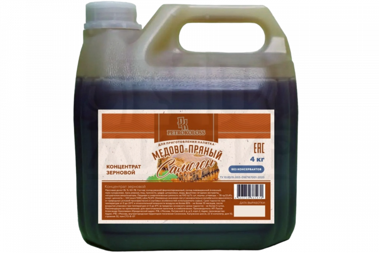 Жидкий солодовый экстракт для крепкого алкоголя Petrokoloss "Медово-пряный самогон", 4 кг.